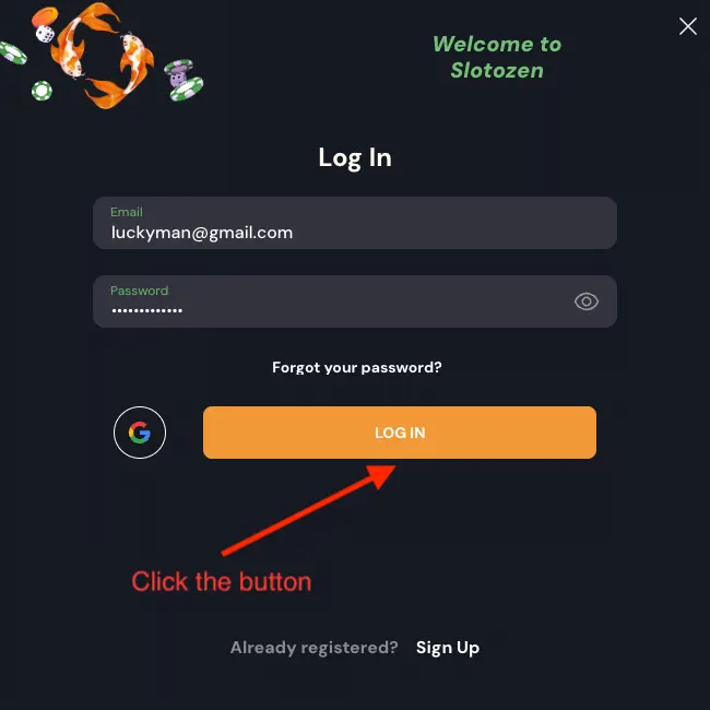 Slotozen Login Final Step