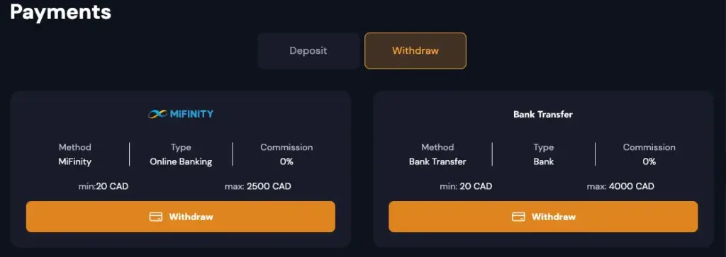 Slotozen Withdrawal